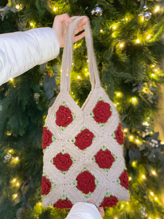 Coffee Brown Rose Petal Tote Bag