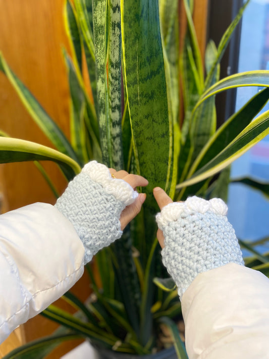 Handmade Blue Crochet Fingerless Gloves – Soft, Cozy, and Stylish