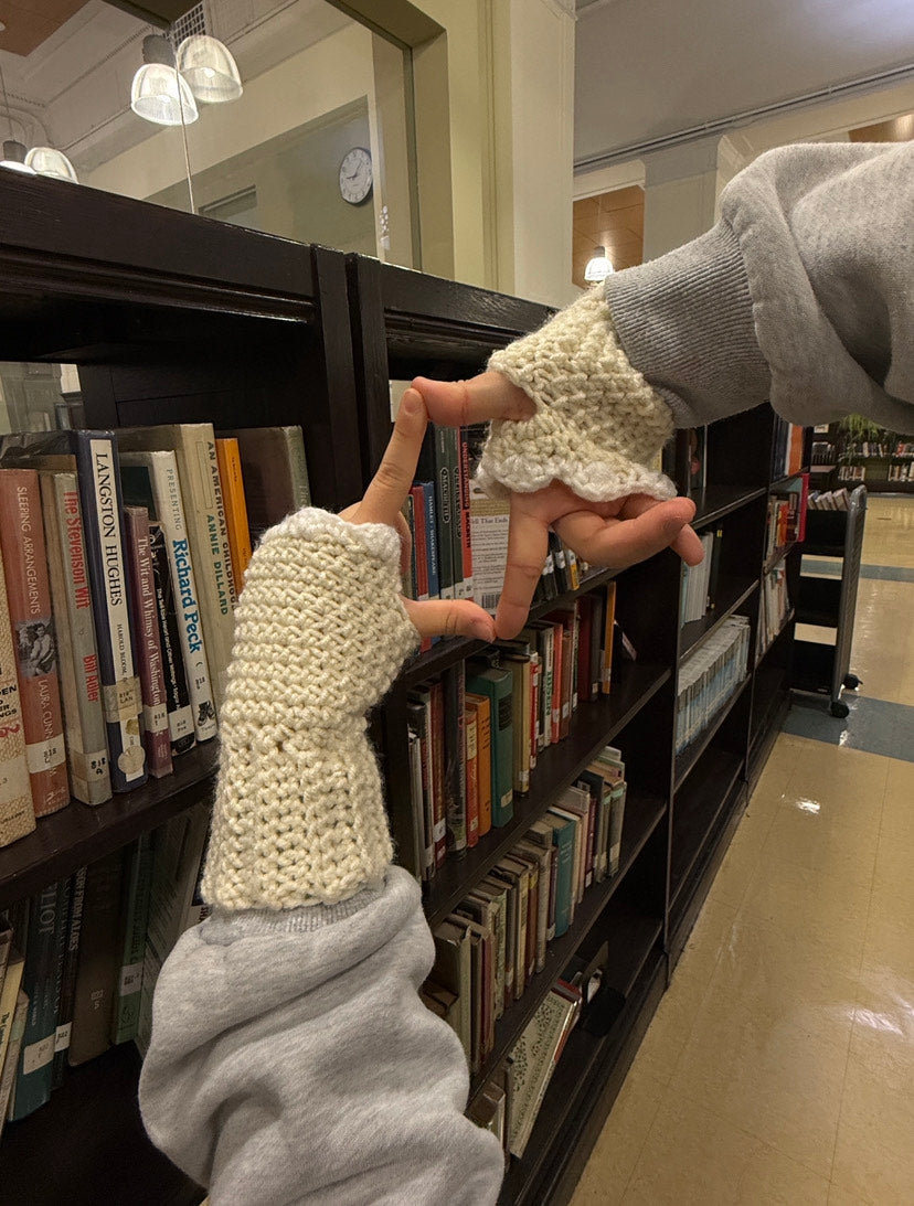 Cozy All Beige Fingerless Gloves