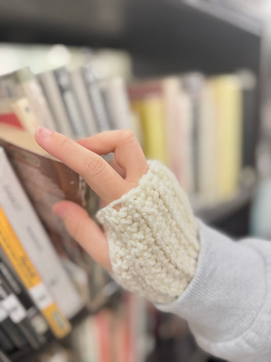 Cozy All Beige Fingerless Gloves